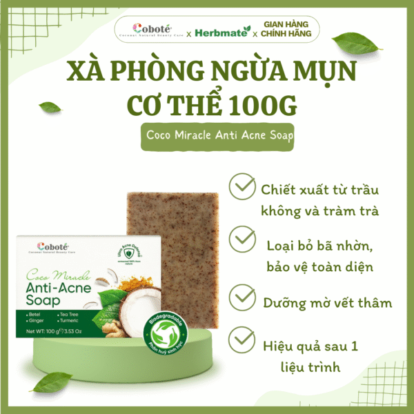 XÀ PHÒNG NGỪA MỤN CƠ THỂ 100G Xà Phòng Ngừa Mụn Cơ Thể Coboté 100g – Sạch Sâu, Mờ Thâm Và Phục Hồi Làn Da