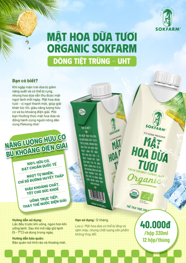 Mật Hoa Dừa Tươi Sokfarm 330ml – Thức Uống Bù Khoáng Điện Giải Tự Nhiên