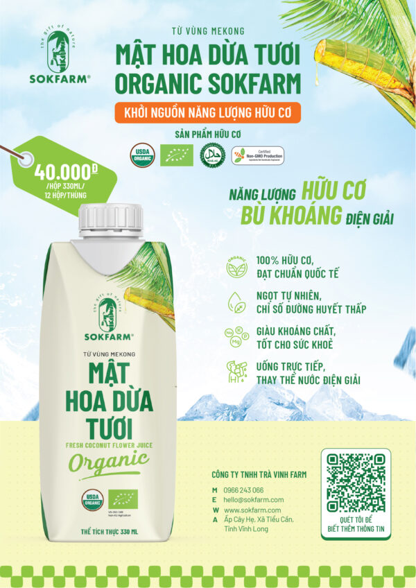 Mật Hoa Dừa Tươi Sokfarm 330ml – Thức Uống Bù Khoáng Điện Giải Tự Nhiên