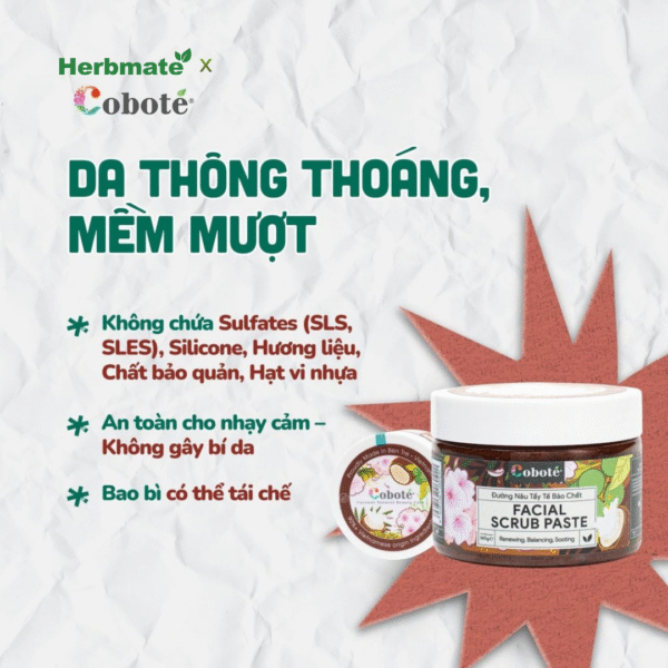 Tẩy Tế Bào Chết Da Mặt Đường Nâu Coboté – Sạch Sâu Và Dưỡng Ẩm Mềm Mượt