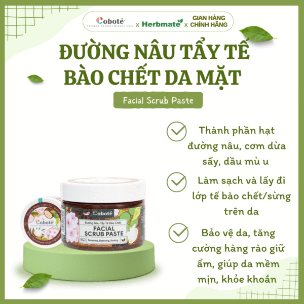 Tẩy Tế Bào Chết Da Mặt Đường Nâu Coboté – Sạch Sâu Và Dưỡng Ẩm Mềm Mượt
