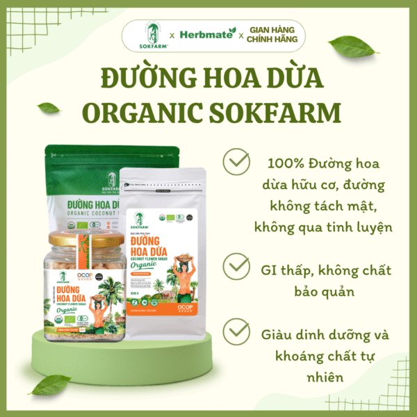 Đường Hoa Dừa Organic Sokfarm – Vị Ngọt Hấp Thu Chậm, Năng Lượng Lành Cho Cả Gia Đình