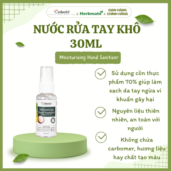 Nước Rửa Tay Khô Coboté – Sạch Khuẩn Dịu Nhẹ Và Dưỡng Ẩm Từ Mật Hoa Dừa