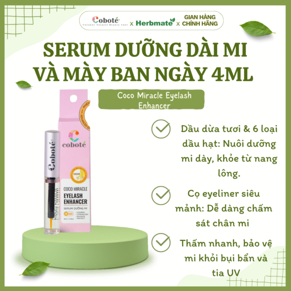 Serum Dưỡng Dài Mi Ban Ngày Coboté 4ml – Bảo Vệ Và Nuôi Dưỡng Hàng Mi Suốt Ngày Dài