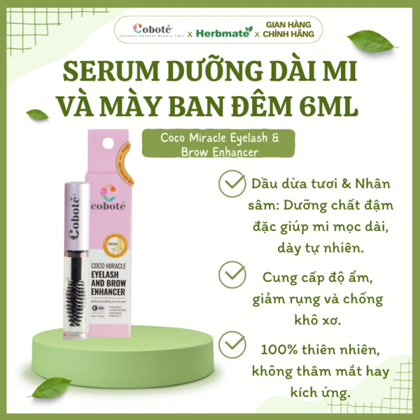 Serum Dưỡng Dài Mi Và Mày Ban Đêm Coboté 6ml – Phục Hồi Chuyên Sâu Trong Giấc Ngủ