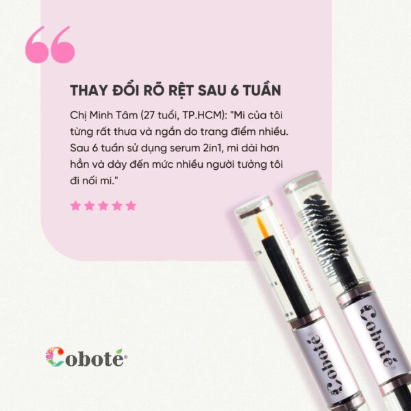 Serum Dưỡng Dài Mi & Mày 2in1 Coboté 10ml – Giải Pháp Cho Hàng Mi Đen Nhánh, Khỏe Mạnh