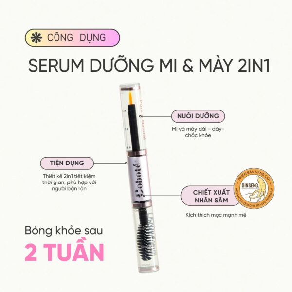 Serum Dưỡng Dài Mi & Mày 2in1 Coboté 10ml – Giải Pháp Cho Hàng Mi Đen Nhánh, Khỏe Mạnh
