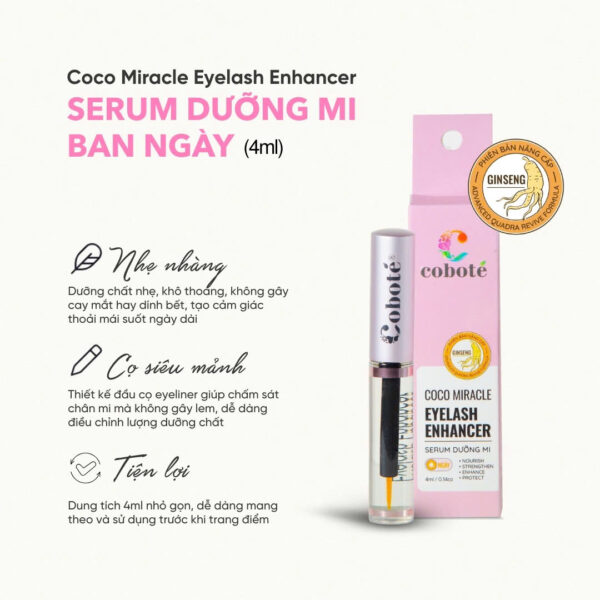 Serum Dưỡng Dài Mi Ban Ngày Coboté 4ml – Bảo Vệ Và Nuôi Dưỡng Hàng Mi Suốt Ngày Dài