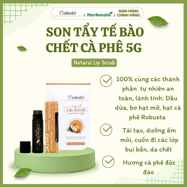 Son Tẩy Tế Bào Chết Cà Phê Coboté 5G – Cho Đôi Môi Mềm Mịn Và Hồng Hào Tự Nhiên
